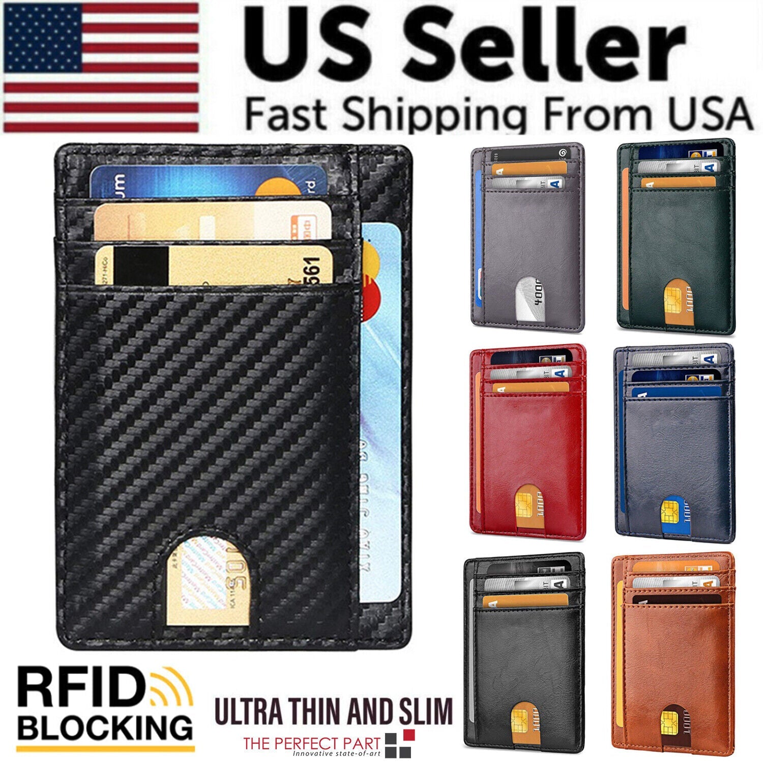 Men’s Leather Slim Wallet – RFID Blocking Credit Card Holder