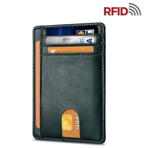 Men’s Leather Slim Wallet – RFID Blocking Credit Card Holder