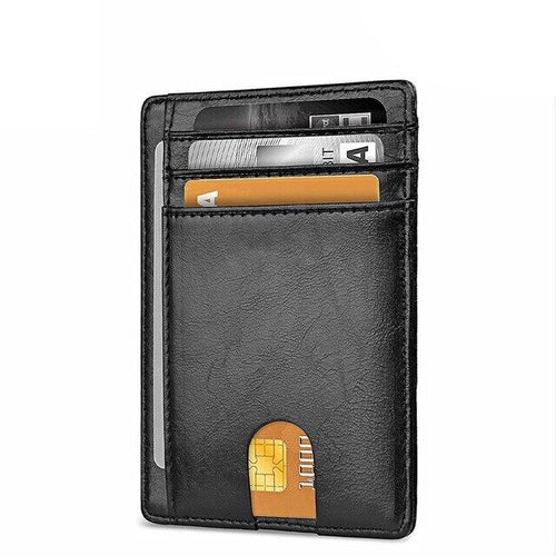 Men’s Leather Slim Wallet – RFID Blocking Credit Card Holder