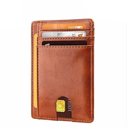 Men’s Leather Slim Wallet – RFID Blocking Credit Card Holder