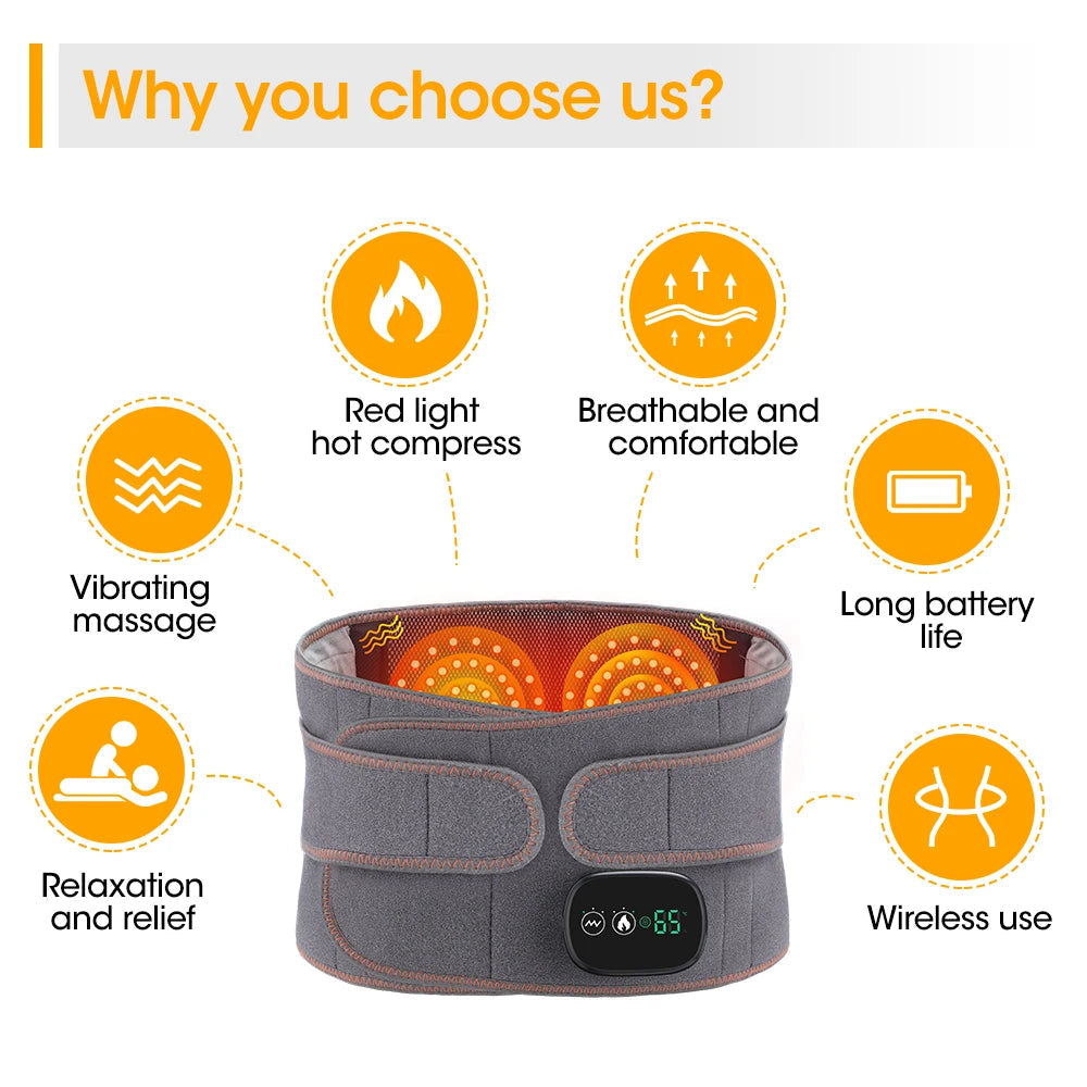 Heat Therapy Lumbar Brace Support Massager – Back Pain Relief & Comfort