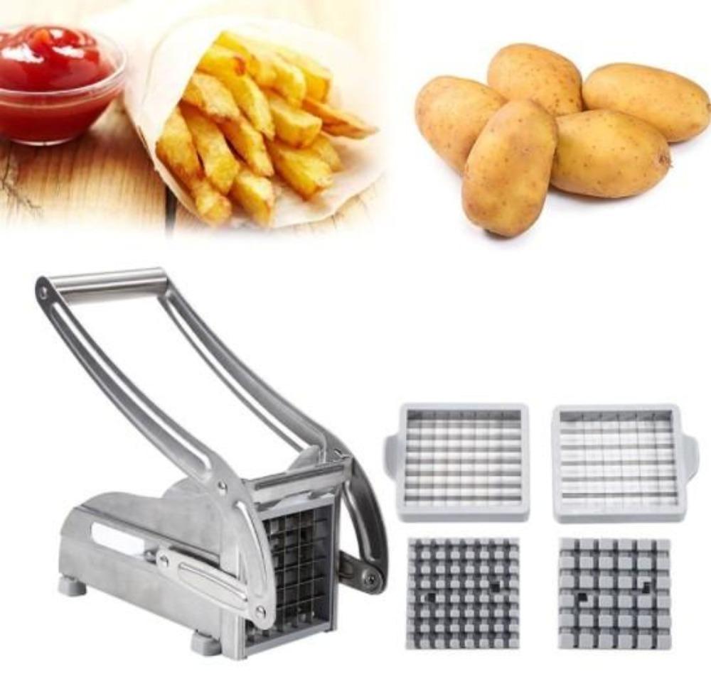 Stainless Steel French Fries & Potato Cutter – 2 Blade Versatility